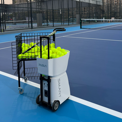 Adjustable settings on the PUSUN Smart Tennis Ball Machine for customized speed, spin, and ball feed control